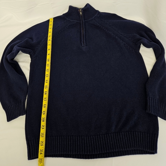 Oscar de La Renta Ribbed Knit Quarter Zip Sweater In Navy And Burgundy Sz Large - Picture 9 of 9